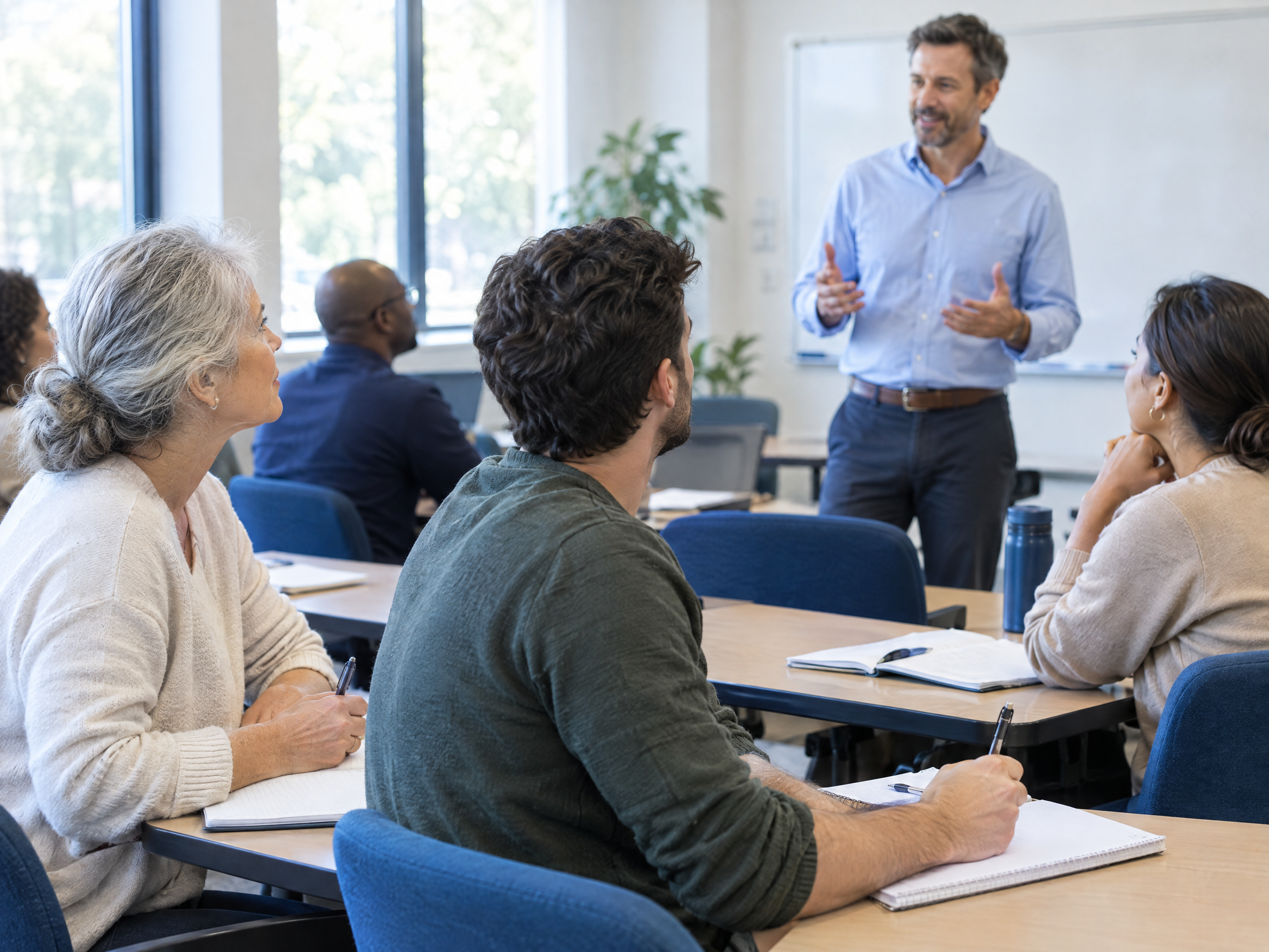 Working adults of different ages participating in a continuing education seminar